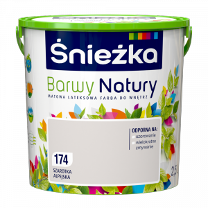 Śnieżka Barwy Natury 2,5L Szarotka Alpejska 174 mat farba do wnętrz ścian sufitów emulsja