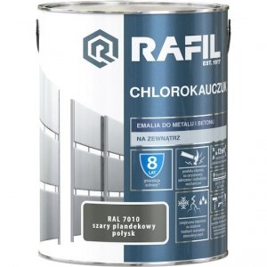 Rafil Chlorokauczuk 5L Szary RAL7010 farba emalia chlorokauczukowa Plandekowy
