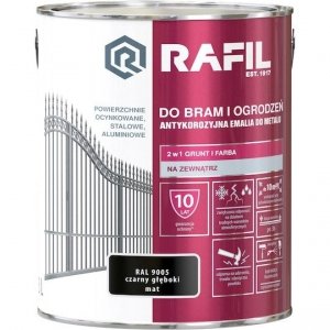 Rafil 3L Bram Ogrodzeń Czarny RAL9005 MAT farba do bramy ogrodzenia Głęboki