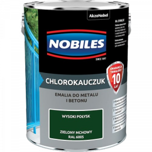 Chlorokauczuk 5L RAL6005 ZIELONY MCHOWY Nobiles farba metalu betonu emalia stali żeliwa