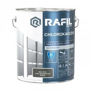 Rafil Chlorokauczuk 10L Szary Plandekowy RAL7010 szara farba metalu betonu emalia chlorokauczukowa