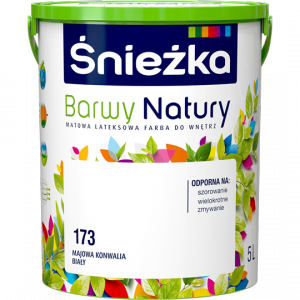 Śnieżka Barwy Natury 5L Majowa Konwalia Biała 173 mat farba do wnętrz ścian sufitów emulsja