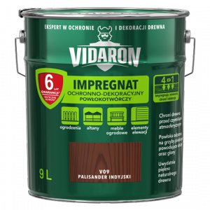 Vidaron Impregnat 9L V09 Palisander Indyjski do drewna powłokotwórczy ochronny ogrodzeń altan elewacji ochronny