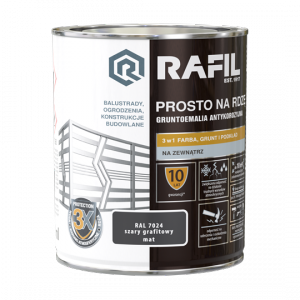 Rafil Na Rdzę 0,75L SZARY GRAFIT-OWY RAL7024 MAT farba szybkoschnąca antykorozyjna gruntoemalia do stali żeliwa