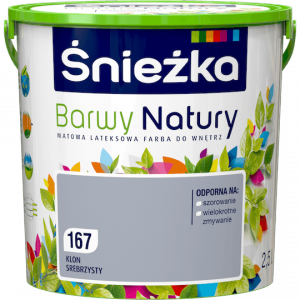 Śnieżka Barwy Natury 2,5L Klon Srebrzysty 167 mat farba do wnętrz ścian sufitów emulsja