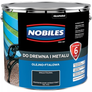 Nobiles olejna 10L SZARY ANTRACYT-OWY RAL7016 Ftalonal farba olejno-ftalowa drewna metalu betonu emalia