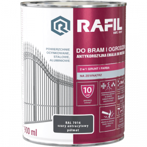 Rafil 0,9L Bram Ogrodzeń Szary ANTRACYT-OWY RAL7016 PÓŁMAT farba ocynk stal aluminium bramy ogrodzenia do