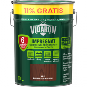 Vidaron Impregnat 9L + 1L V09 Palisander Indyjski do drewna powłokotwórczy ochronny ogrodzeń altan elewacji ochronny