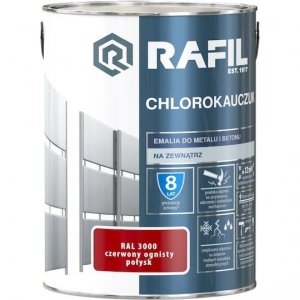 Rafil Chlorokauczuk 5L Czerwony RAL3000 farba emalia chlorokauczukowa ognisty