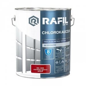 Rafil Chlorokauczuk 10L Czerwony Ognisty RAL3000 czerwona farba metalu betonu emalia chlorokauczukowa