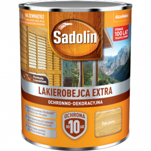 Sadolin Extra lakierobejca 0,75L DĄB JASNY 57 PÓŁMAT do drewna fasad domków okien drzwi
