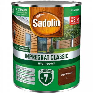 Sadolin Classic impregnat 0,75L ORZECH WŁOSKI 4 do drewna clasic Hybrydowy płotów altanek fasad