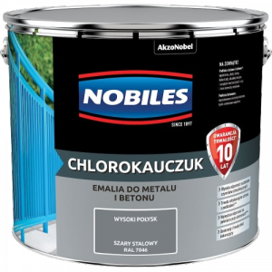 Chlorokauczuk 10L RAL7046 SZARY STALOWY Nobiles farba metalu betonu emalia stali żeliwa