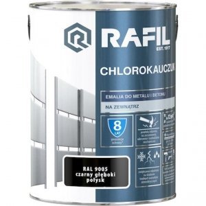 Rafil Chlorokauczuk 5L Czarny RAL9005 farba emalia chlorokauczukowa Głęboki