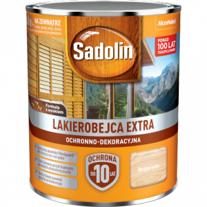 Sadolin Extra lakierobejca 0,75L BEZBARWNY 1 PÓŁMAT do drewna fasad domków okien drzwi
