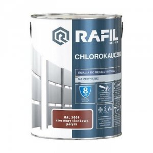 Rafil Chlorokauczuk 10L Czerwony Tlenkowy RAL3009 farba metalu betonu emalia chlorokauczukowa