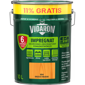 Vidaron Impregnat 9L + 1L V04 Orzech Włoski do drewna powłokotwórczy ochronny ogrodzeń altan elewacji ochronny