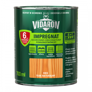 Vidaron Impregnat 0,7L V05 Teak Naturalny tik tek do drewna powłokotwórczy ochronny ogrodzeń altan elewacji ochronny