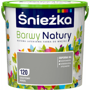 Śnieżka Barwy Natury 2,5L Grafitowy Mural 120 mat farba do wnętrz ścian sufitów emulsja