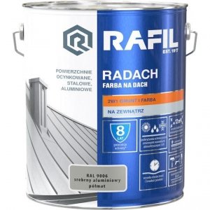 Radach 10L Srebrny Aluminiowy RAL9006 PÓŁMAT farba na dach Rafil