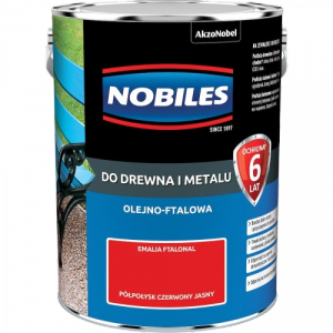 Nobiles olejna 5L CZERWONY JASNY czerwona Ftalonal farba olejno-ftalowa drewna metalu betonu emalia