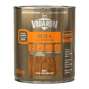 Vidaron Bejca 0,75L B03 Teak Naturalny tik tek do drewna rozpuszczalnikowa imitacji na szkle metalu