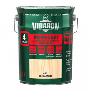 Vidaron Impregnat 4,5L V01 Bezbarwny Gruntujący Podkład Grunt ochronny ogrodzeń altan elewacji ochronny