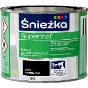 Śnieżka Emalia Olejna CZARNY MAT F105 0,2L farba ftalowa Supermal czarna