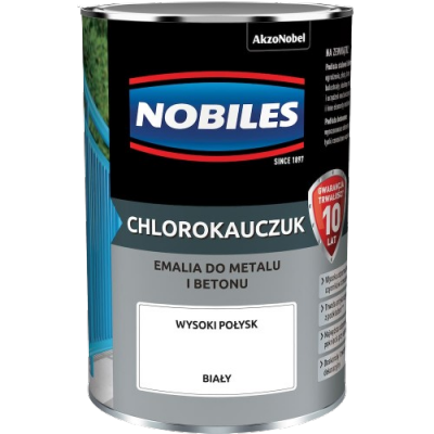 Chlorokauczuk 0,9L BIAŁY Nobiles farba metalu betonu emalia biała stali żeliwa