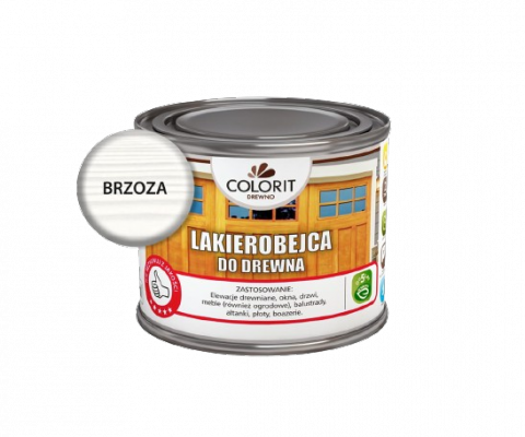 Colorit Lakierobejca Do Drewna 375ml BRZOZA BIAŁA szybkoschnąca satynowa farba wodna boazerii elewacji okien drzwi