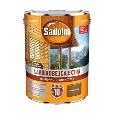 Sadolin Extra lakierobejca 5L ORZECH WŁOSKI 4 PÓŁMAT do drewna fasad domków okien drzwi