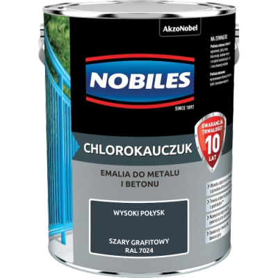 Chlorokauczuk 5L RAL7024 SZARY GRAFIT-OWY Nobiles farba metalu betonu emalia stali żeliwa