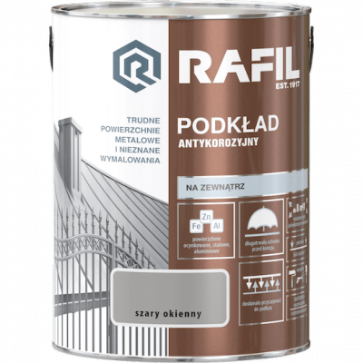 Rafil Podkład Antykorozyjny 5L Szary Okienny farba grunt do Radach unikor