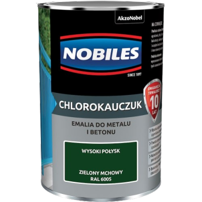Chlorokauczuk 0,9L RAL6005 ZIELONY MCHOWY Nobiles farba metalu betonu emalia stali żeliwa
