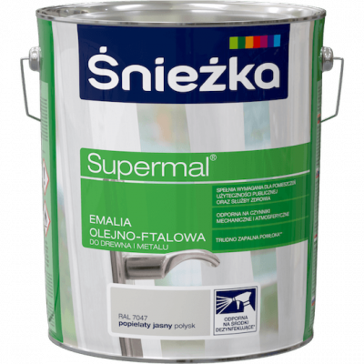 Śnieżka Olejna POPIELATY JASNY RAL7047 szara 10L Supermal farba olejno-ftalowa drewna metalu emalia połysk
