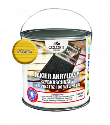 Colorit Lakier Akrylowy Drewna 2,5L PÓŁMAT wodny szybkoschnący bezzapachowy BEZBARWNY z filtrami UV do wewnątrz i na zewnątrz nieżółknący boazerii