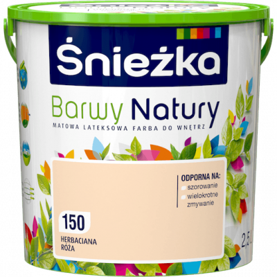 Śnieżka Barwy Natury 2,5L Herbaciana Róża 150 mat farba do wnętrz ścian sufitów emulsja