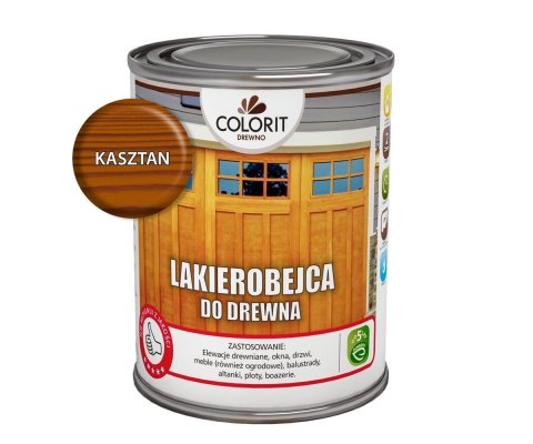 Colorit Lakierobejca Drewna 0,75L KASZTAN szybkoschnąca satynowa farba do