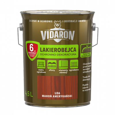 Vidaron Lakierobejca 4,5L L06 Mahoń Amerykański do drewna ochronno-dekoracyjna połysk