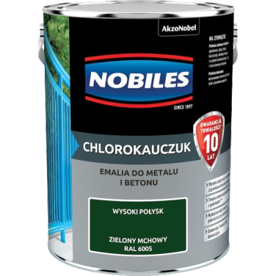 Chlorokauczuk 5L RAL6005 ZIELONY MCHOWY Nobiles farba metalu betonu emalia stali żeliwa
