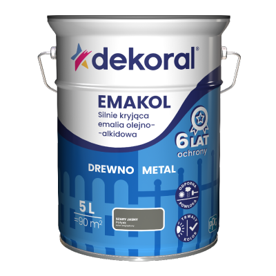Dekoral Olejna 5L SZARY JASNY emakol alkidowa emalia farba drewna metalu połysk szara