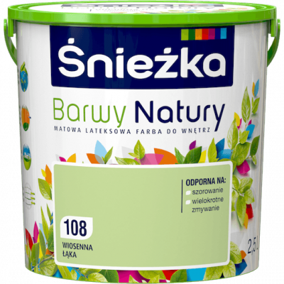 Śnieżka Barwy Natury 2,5L Wiosenna Łąka 108 mat farba do wnętrz ścian sufitów emulsja