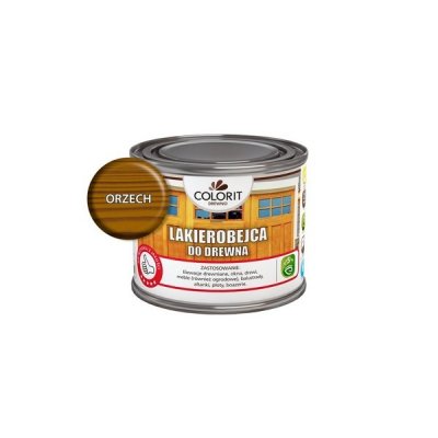 Colorit Lakierobejca Do Drewna 375ml ORZECH szybkoschnąca satynowa farba wodna boazerii elewacji okien drzwi
