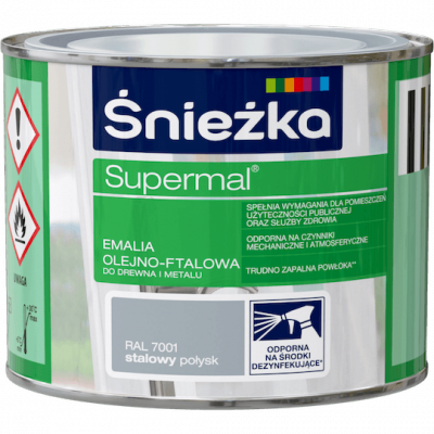 Śnieżka Olejna STALOWY RAL7001 szara 0,2L Supermal farba olejno-ftalowa drewna metalu emalia połysk