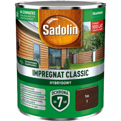 Sadolin Classic impregnat 0,75L TEK TIK TEAK 3 do drewna clasic Hybrydowy płotów altanek fasad