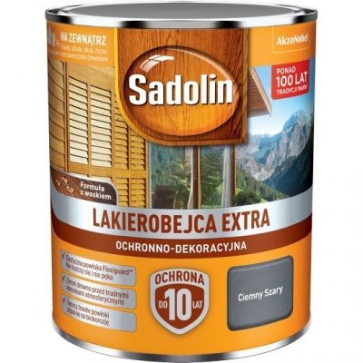 Sadolin Extra lakierobejca 0,75L SZARY CIEMNY drewna