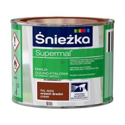 Śnieżka Olejna ORZECH ŚREDNI RAL8002 0,2L Supermal farba olejno-ftalowa drewna metalu emalia połysk