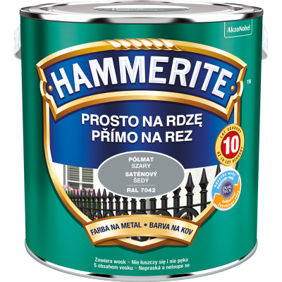 Hammerite Na Rdzę 2,5L SZARY RAL7042 PÓŁMAT hamerite farba szybkoschnąca antykorozyjna gruntoemalia