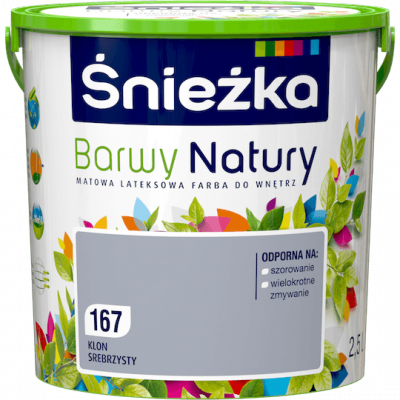 Śnieżka Barwy Natury 2,5L Klon Srebrzysty 167 mat farba do wnętrz ścian sufitów emulsja