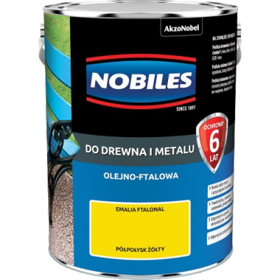 Nobiles olejna 5L ŻÓŁTY żółta Ftalonal farba olejno-ftalowa drewna metalu betonu emalia